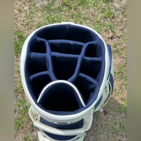 Leather Pearl White Burton Golf Bag Breakers Palm Beach Leather 10 Way, Nice - Picture 7 of 12